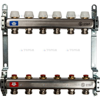 STOUT Коллектор из нержавеющей стали без расходомеров 6 вых.