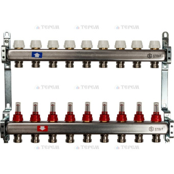 STOUT Коллектор из нержавеющей стали с расходомерами 9 вых.